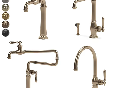 Elegant Modern Brass Faucets With Various Styles And Gold Black Finishes 3d model