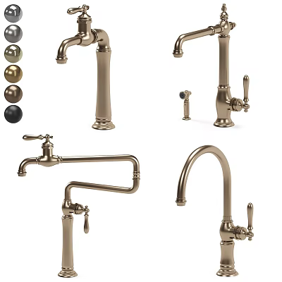 Elegant Modern Brass Faucets With Various Styles And Gold Black Finishes 3d model