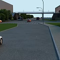 Urban Road Infrastructure With Pedestrian Bridge Street Lights Vehicles And Landscaped Greenery