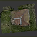 Two Story Vintage House Model With Red Roof White Walls And Green Grass