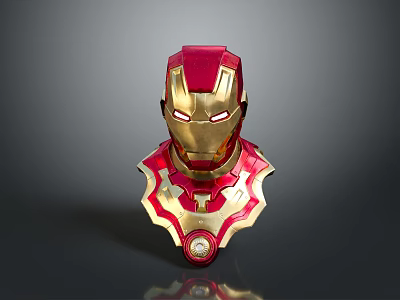 Iron Man Helmet And Chest Plate With Red Gold Color And Glowing Eyes Design 3d model