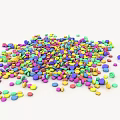 Colorful Small Beads Scattered On White Background With Various Hues
