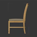 Wooden Dining Chair With Slat Back Design And Light Grey Upholstered Seat