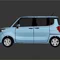 Stylish Blue Compact Car With Rounded Design Black Windows And Silver Wheels 3d model