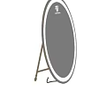 Oval LED Lit Floor Mirrors With Gold Stands In Living Room