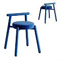 Modern Blue Velvet Single Chair With Armrests And Minimalist Legs Design