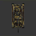 Detailed Military Tank With Yellow Black Camouflage Cannon Barrel And Tracks