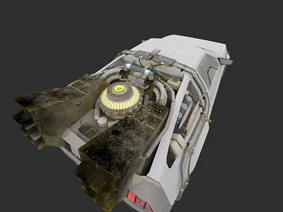 Futuristic Car With Rear Mechanical Structure And Glowing Circular Engine Component 3d model