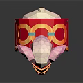 Low Poly Style Pink Pig Character With Orange Helmet And Red Cape