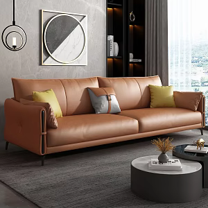 Modern double sofa coffee table combination 3d model