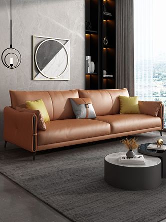 Modern double sofa coffee table combination 3d model