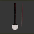 Traditional Red Musical Apparatus Featuring Round Resonant Box And Slender Rod