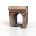 Historic Brick Archway Structure With Stone Top Red Decorative Band And Metal Grid Floor