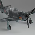Vintage Grey Fighter Jet Model With Red Star Number 22 And Propeller