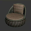 Single Sofa With Woven Rattan Frame Striped Cushion And Cozy Modern Design