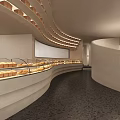 Modern Restaurant Interior With White Seats Counter Menu Board And Decorative Plant