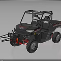 Black UTV With Roof Rack Front Fork Attachment And Off Road Tires
