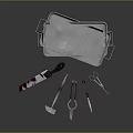 Stainless Steel Medical Instruments Set With Scalpel Forceps Scissors On Metal Tray