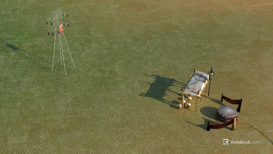 Comfortable Modern Sofa Coffee Table Set With Soft Cushions On Green Grass Field 3d model