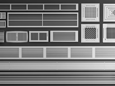 Air Conditioner Vents With Various Grille Designs And Panel Styles 3d model