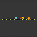 Cartoon Maze Scene With Colorful Small Characters And Yellow Dots