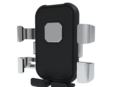 Black Phone Holder with Metal Brackets Square Silver Panel and Secure Design 3d model
