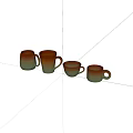 Ceramic Cups And Mugs With Gradient Color In Different Sizes Design 3d model