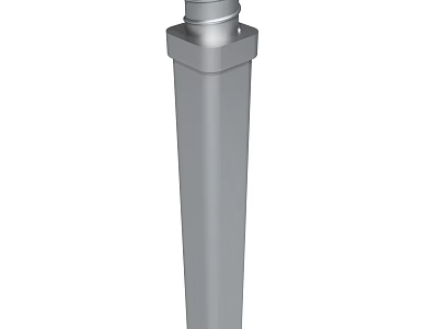 Silver Metal Cylindrical Support Column With Hexagonal Top Connector Component 3d model