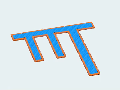 Platform plank road of pontoon floating wharf 3d model