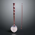 Traditional Red Musical Apparatus Featuring Round Resonant Box And Slender Rod