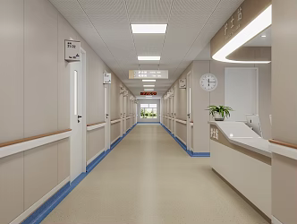 Hospital Corridor Nurse Station Ward 3d model