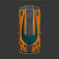 Sleek Orange Black Sports Car With Blue Roof And Rear Spoiler Design
