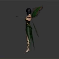 Game And Movie Fairy Character With Green Wings Purple Hair And Wand