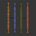 Colorful Seesaws Yellow Blue Green Red With Tire Supports On Black Background