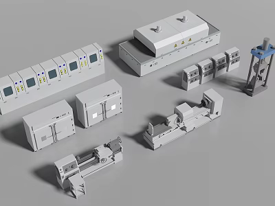 Industrial Equipment Components With Silver Metal Control Panels And Mechanical Parts 3d model
