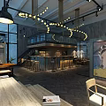 Modern Public Office Space With Large Windows Pendant Lights And Wooden Floors