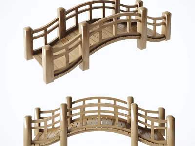 New Chinese Style Bridge Landscape Wooden Bridge 3d model