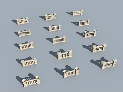 Simple European guardrail common guardrail guardrail 3d model