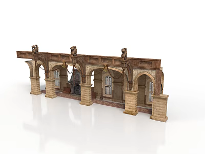 Classical Architectural Facade With Arched Openings Columns And Intricate Carvings 3d model