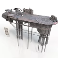 Rustic Industrial Mechanical Equipment With Circular Platform Metal Support Legs And Components