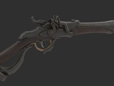 Antique Flintlock Musket With Wooden Stock Ornate Metal Components And Vintage Design 3d model