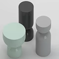 Modern Light Green Black and Gray Side Tables Cylindrical Shape with Smooth Surfaces 3d model