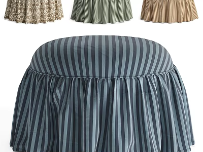 Decorative Sofa Stools With Ruffled Skirt Covers In Various Colors And Patterns 3d model