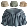 Decorative Sofa Stools With Ruffled Skirt Covers In Various Colors And Patterns 3d model