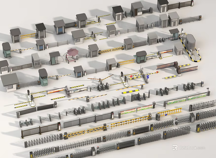 Detailed Miniature Building Model Collection With Houses Fences And Structures 3d model 