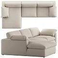 Modern Light Beige Fabric Sectional Sofa With Comfortable Cushions And Spacious Seating 3d model