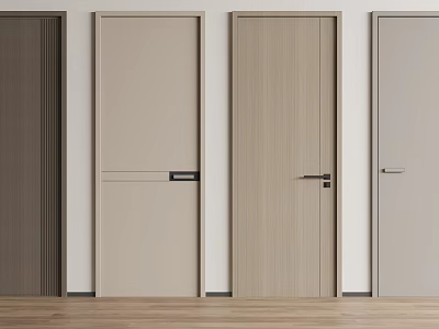 Modern Hinged Doors With Various Wooden Textures And Neutral Tones For Home Interior Design 3d model