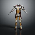 Futuristic Sci Fi Armored Suit With White Brown And Gold Design