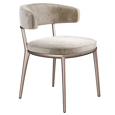 Modern Accent Chair with Soft Velvet Upholstery and Sleek Metal Frame in Neutral Tone 3d model