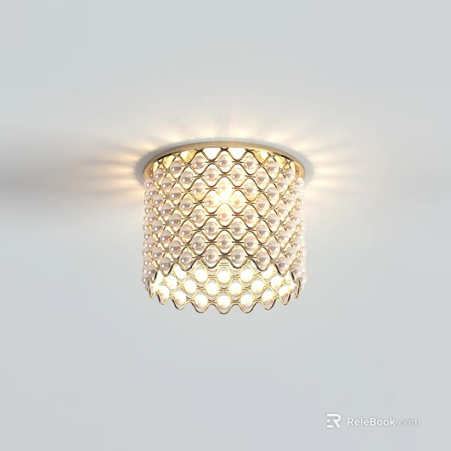 Modern Crystal Ceiling Light With Diamond Pattern Mesh And Sparkling Crystals 3d model